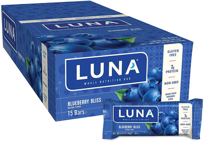 Product image of CLIF Bar LUNA BAR Gluten Free Snack Bars Blueberry Bliss Flavor Protein Non-GMO Plant-Based Wholesome