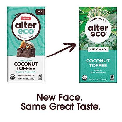 Product image of Alter Eco Dark Coconut Toffee Chocolate Bar 47% Cocoa Organic Single Bar 2.82 oz 2.82 oz