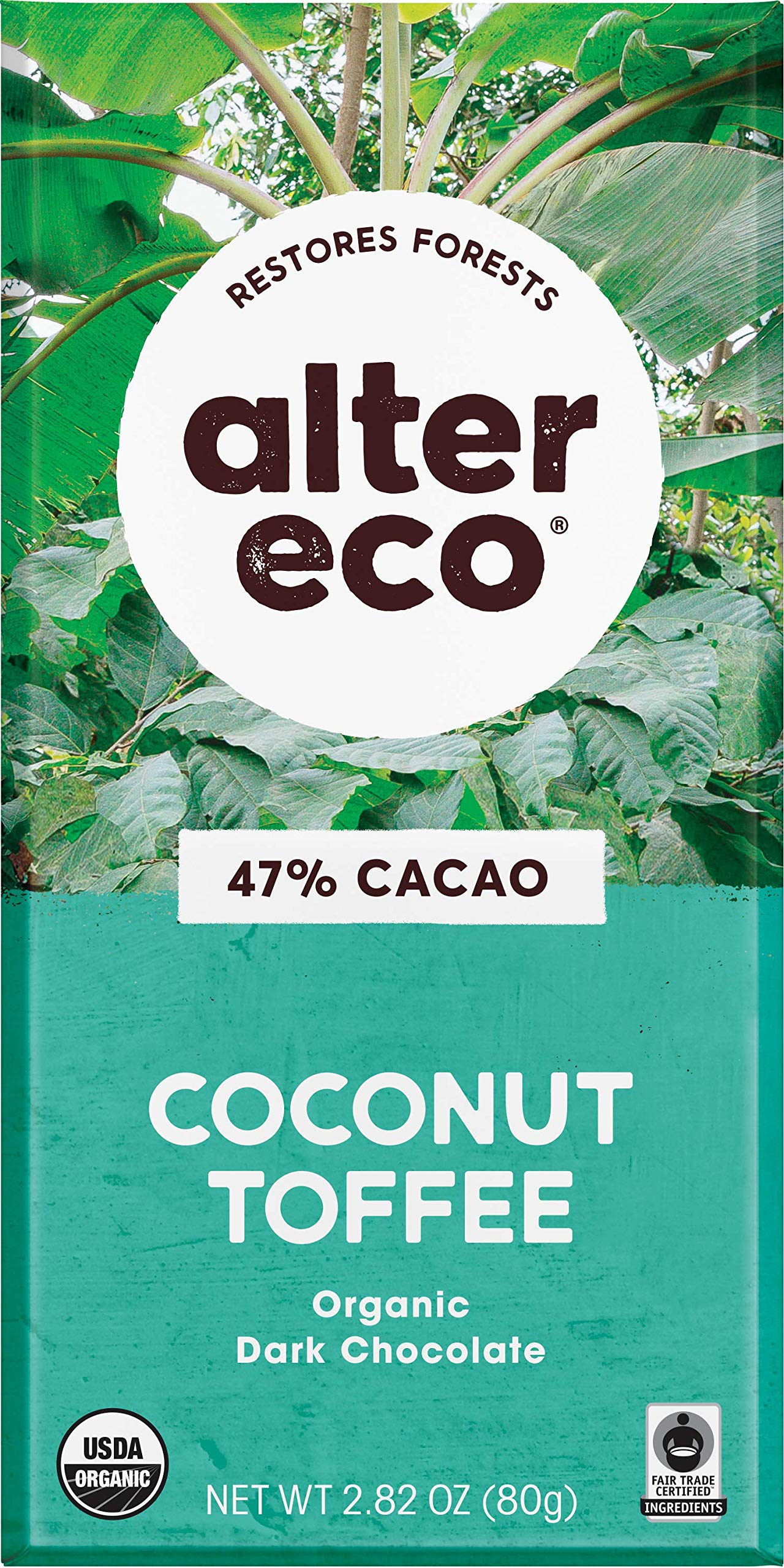 Product image of Alter Eco Dark Coconut Toffee Chocolate Bar 47% Cocoa Organic Single Bar 2.82 oz 2.82 oz