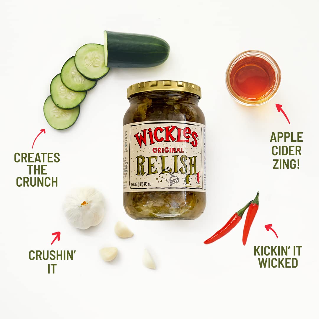 Product image of Wickles Pickles Original Relish Hot and Sweet Wickedly Delicious Sweet and Spicy Each 16 oz 16 oz Pack of 3