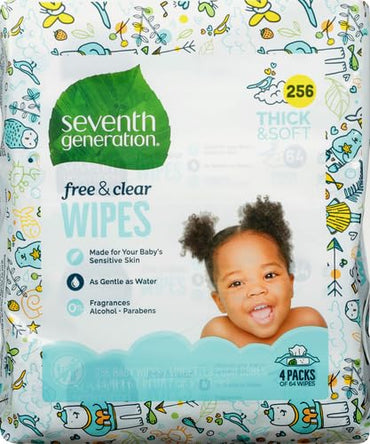 Product image of Seventh Generation Baby Wipes Unscented Sensitive 64 ct Pack of 4