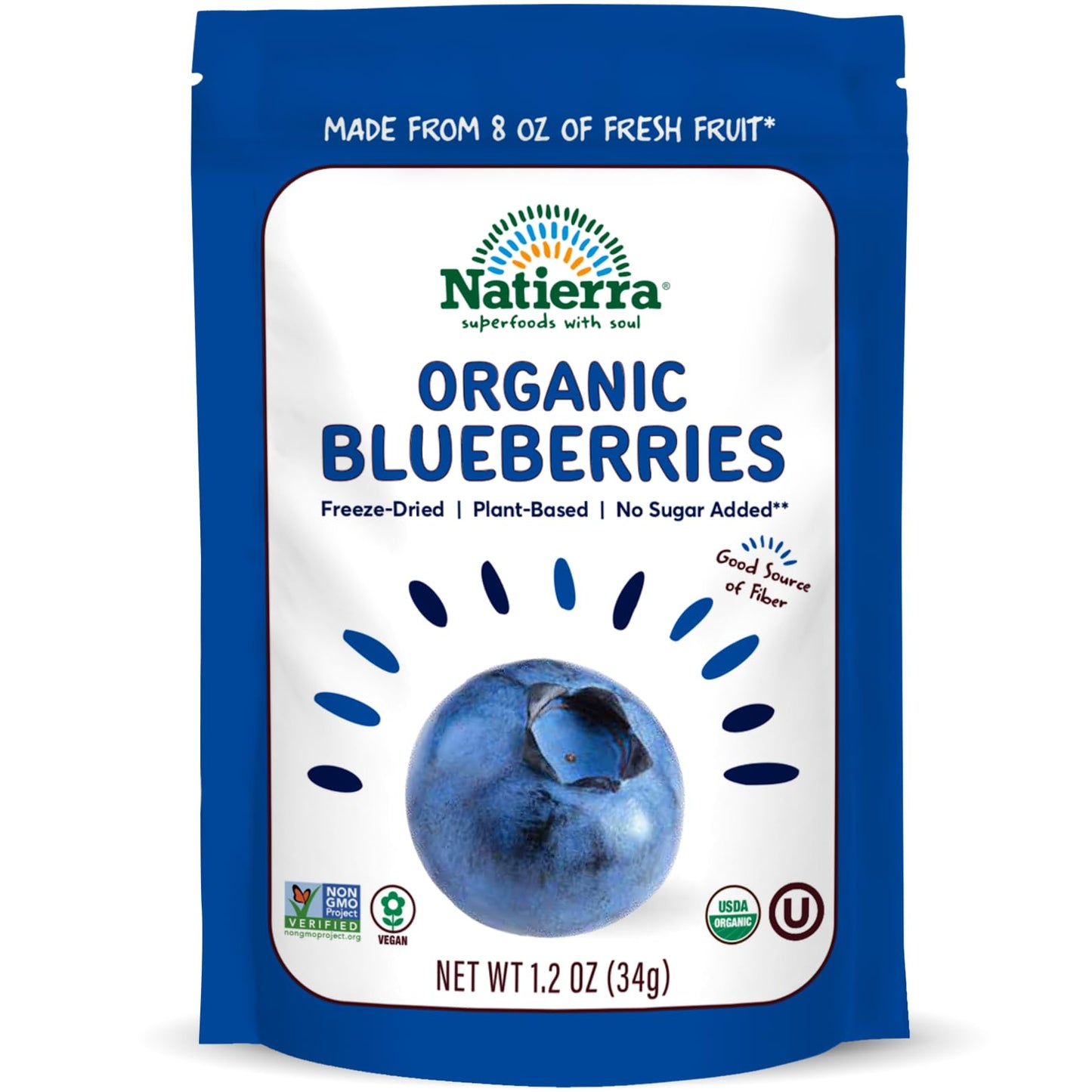 Product image of Natierra Nature's All Foods Organic Freeze-Dried Blueberries Non-GMO Vegan 1.2 oz 1.2 oz