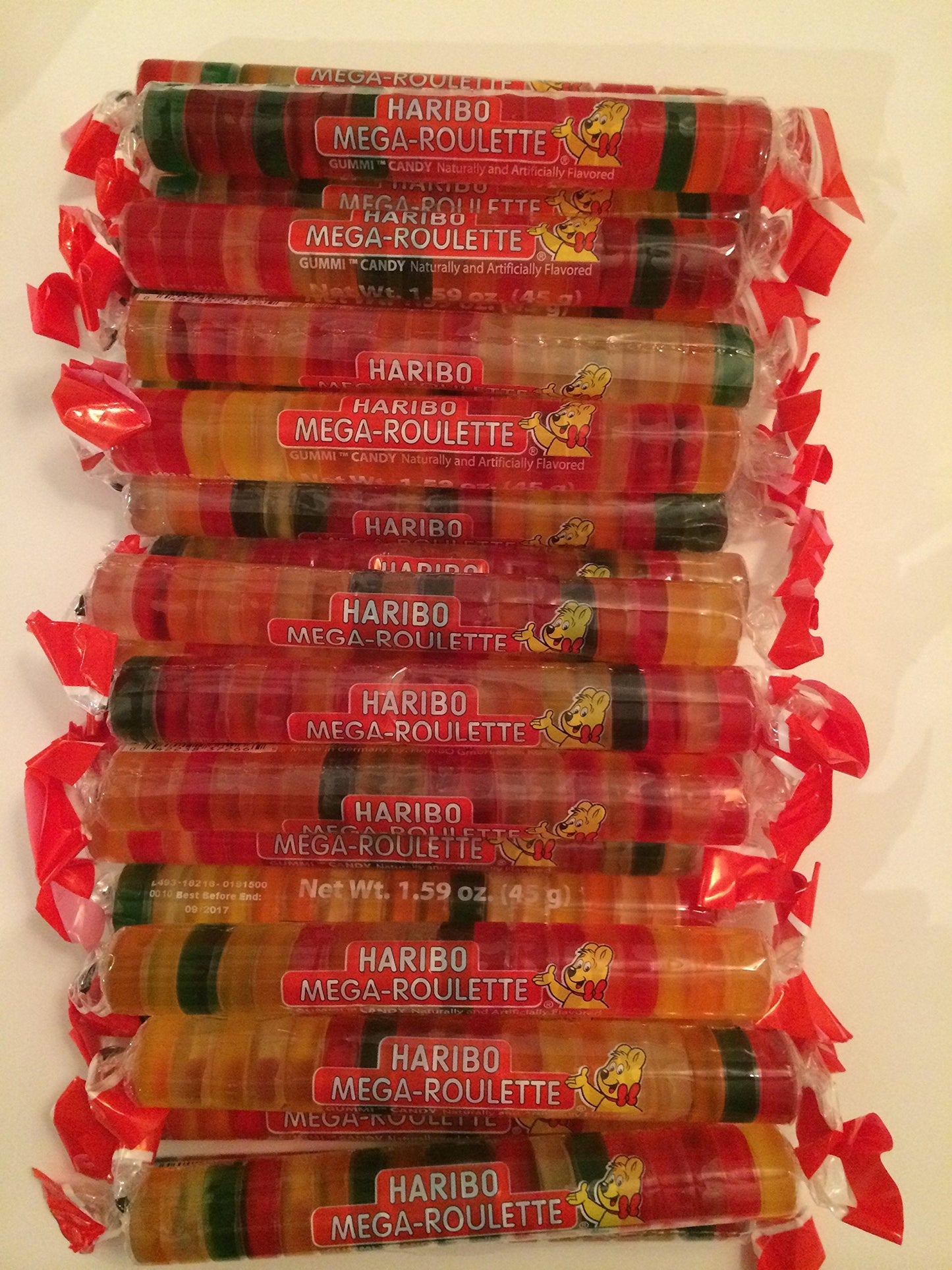 Product image of HARIBO Mega-Roulette Gummi Candy Rolls Assorted Fruity Flavors Soft and Chewy Sweet Snacks 1.59 oz 1.59 oz