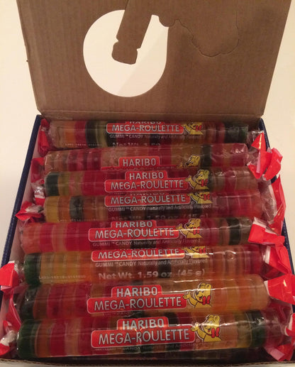 Product image of HARIBO Mega-Roulette Gummi Candy Rolls Assorted Fruity Flavors Soft and Chewy Sweet Snacks 1.59 oz 1.59 oz