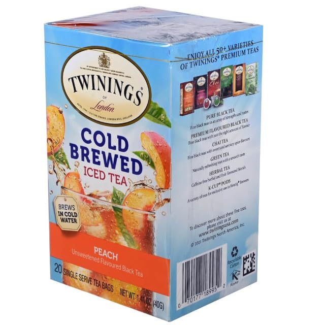 Product image of Twinings Peach Cold Brewed Iced Tea 20 ct Box Pack of 2