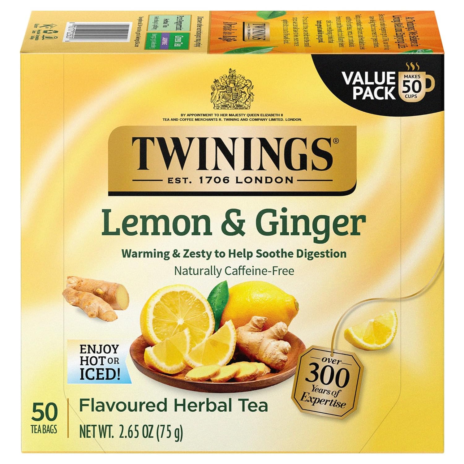 Product image of Twinings Lemon and Ginger Herbal Tea 50 ct 50 Count
