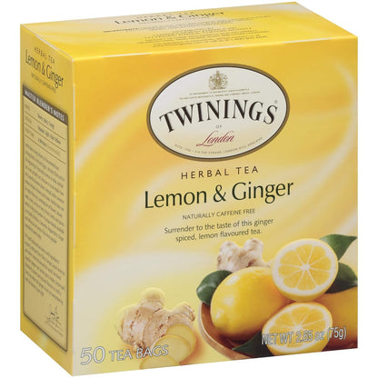 Product image of Twinings Lemon and Ginger Herbal Tea 50 ct 50 Count