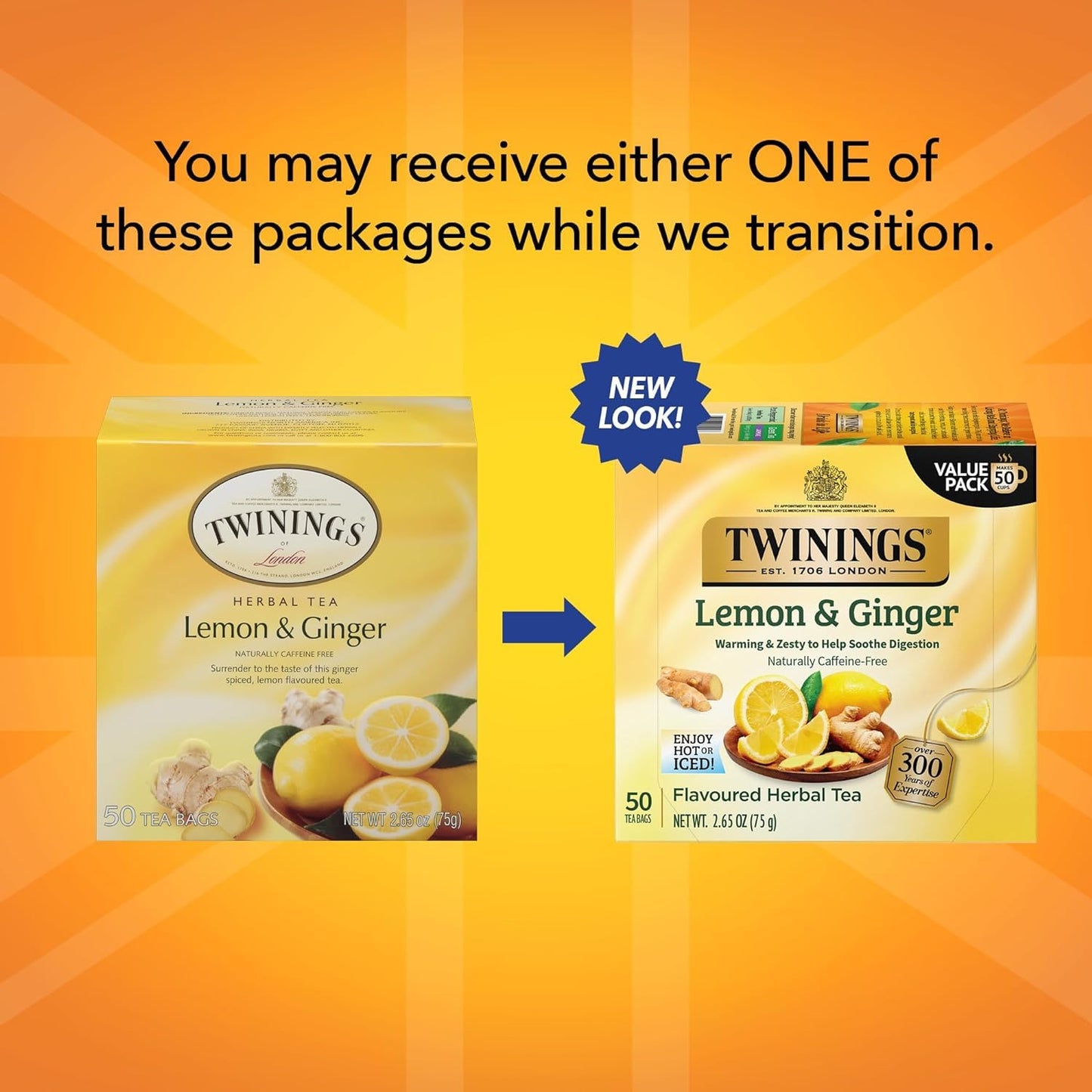 Product image of Twinings Lemon and Ginger Herbal Tea 50 ct 50 Count