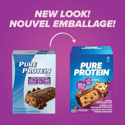 Product image of Pure Protein Bars Gluten Free Chewy Chocolate Chip 1.76 oz 1.76 oz Pack of 6