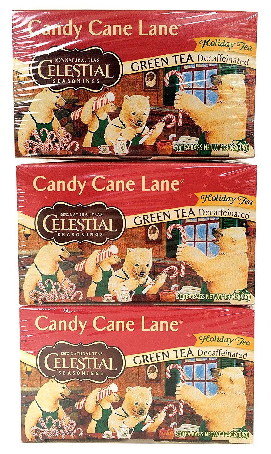 Product image of Celestial Seasonings Decaf Tea Candy Cane Lane Pack of 3