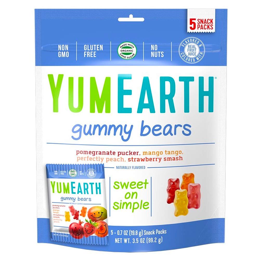 Product image of YumEarth Gummy Bears Gluten Free Assorted Flavors 99 grams 5 Snack Packs 99 g