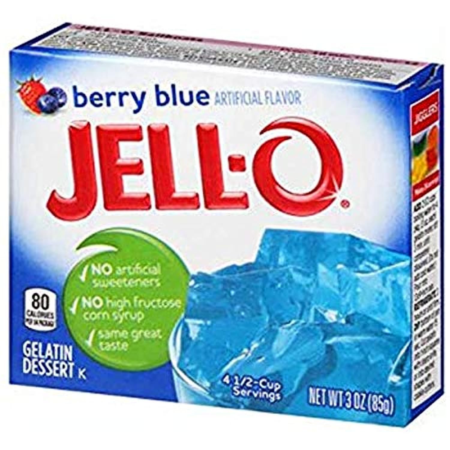 Product image of Jell-O Berry Blue Gelatin Dessert Mix Box 3 oz 3 oz Pack of 2