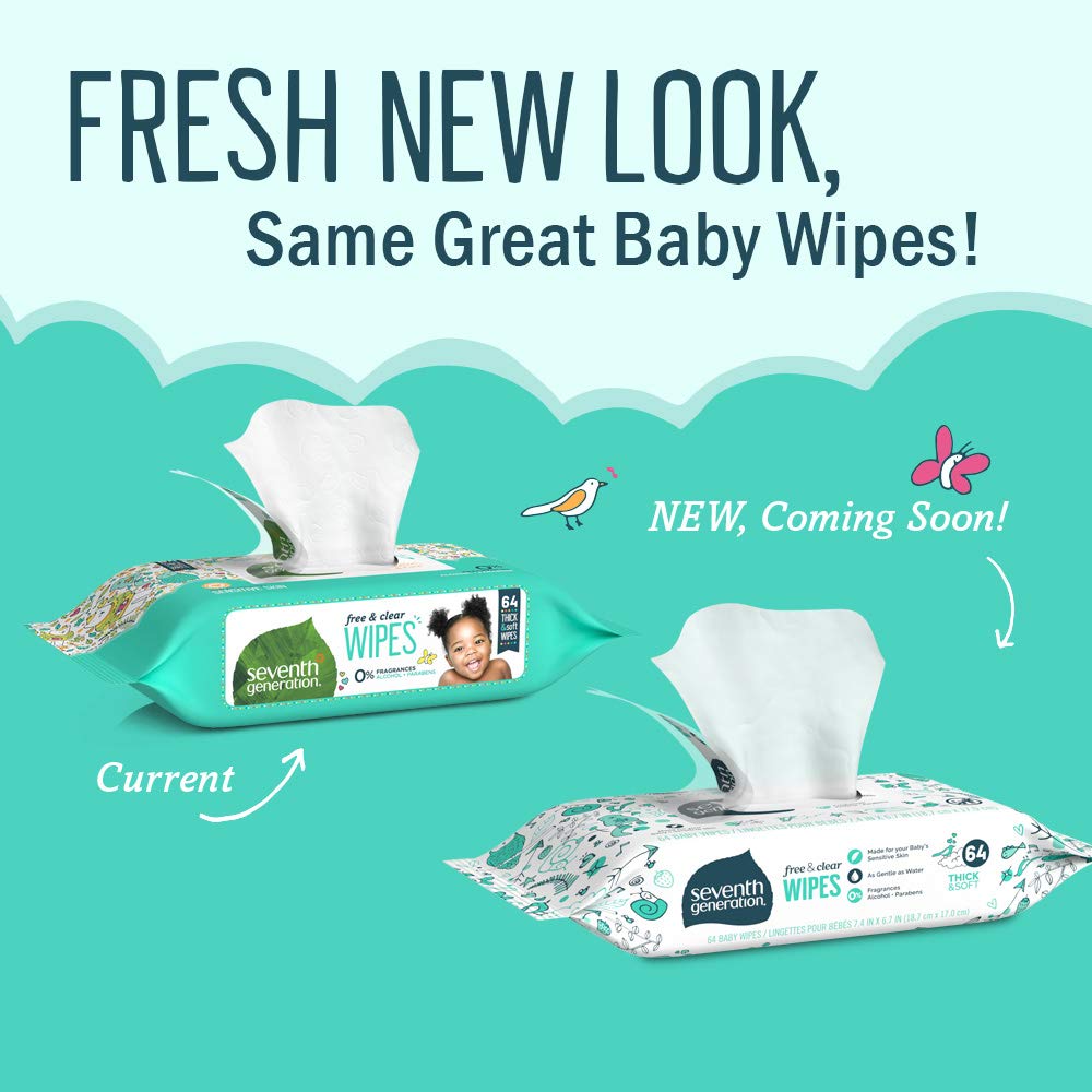 Product image of Seventh Generation Baby Wipes Unscented Sensitive 64 ct Pack of 2