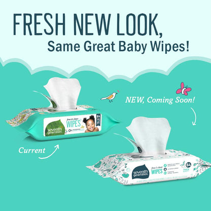 Product image of Seventh Generation Baby Wipes Unscented Sensitive 64 ct Pack of 2