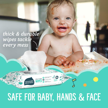 Product image of Seventh Generation Baby Wipes Unscented Sensitive 64 ct Pack of 2