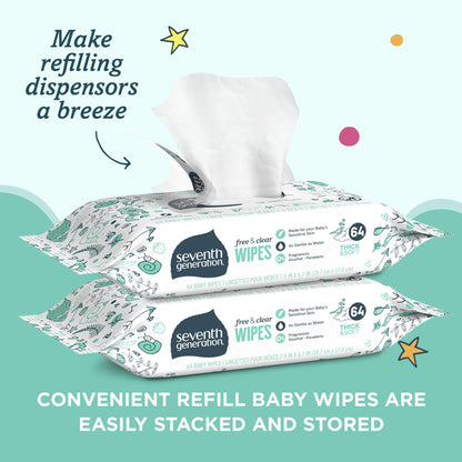 Product image of Seventh Generation Baby Wipes Unscented Sensitive 64 ct Pack of 2