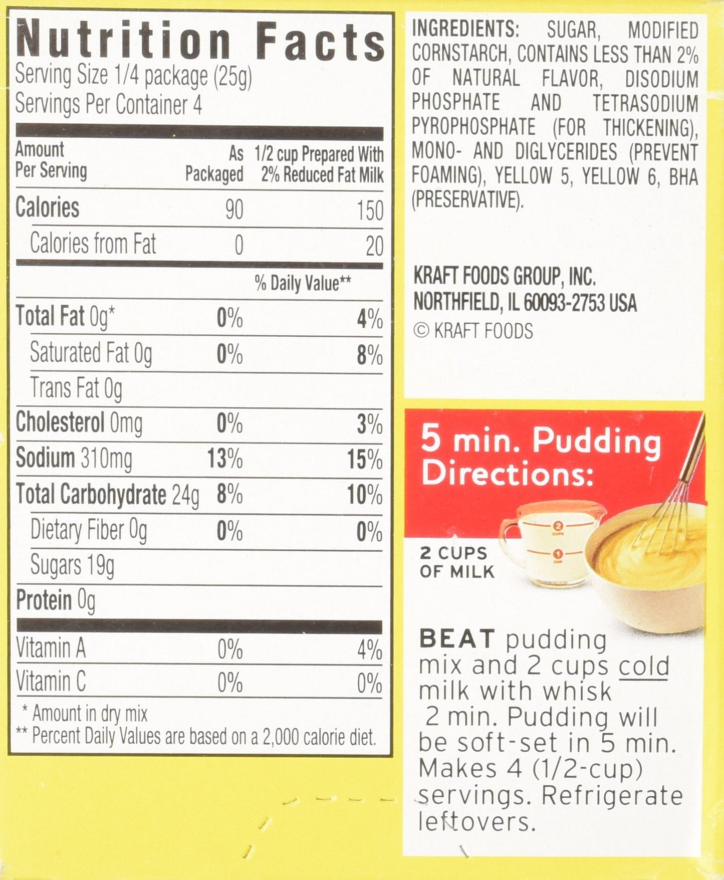 Product image of Jell-O Lemon Flavor Instant Pudding and Pie Filling 3.39 oz 3.39 oz Pack of 4