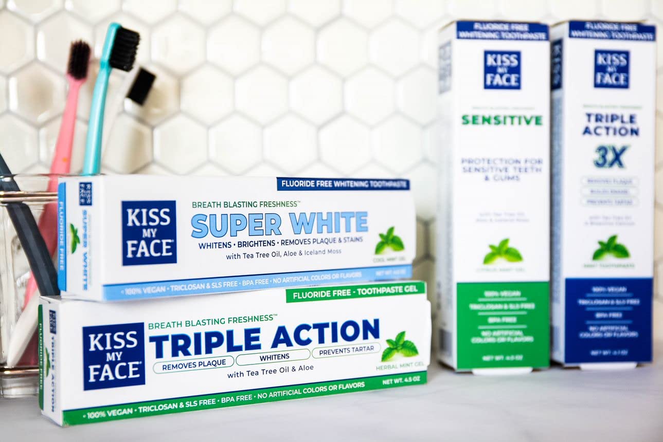 Product image of Kiss My Face Triple Action Toothpaste SLS and Fluoride Free Removes Plaque Prevents Tartar Strengthens