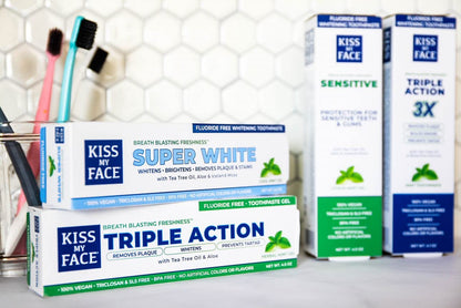 Product image of Kiss My Face Triple Action Toothpaste SLS and Fluoride Free Removes Plaque Prevents Tartar Strengthens