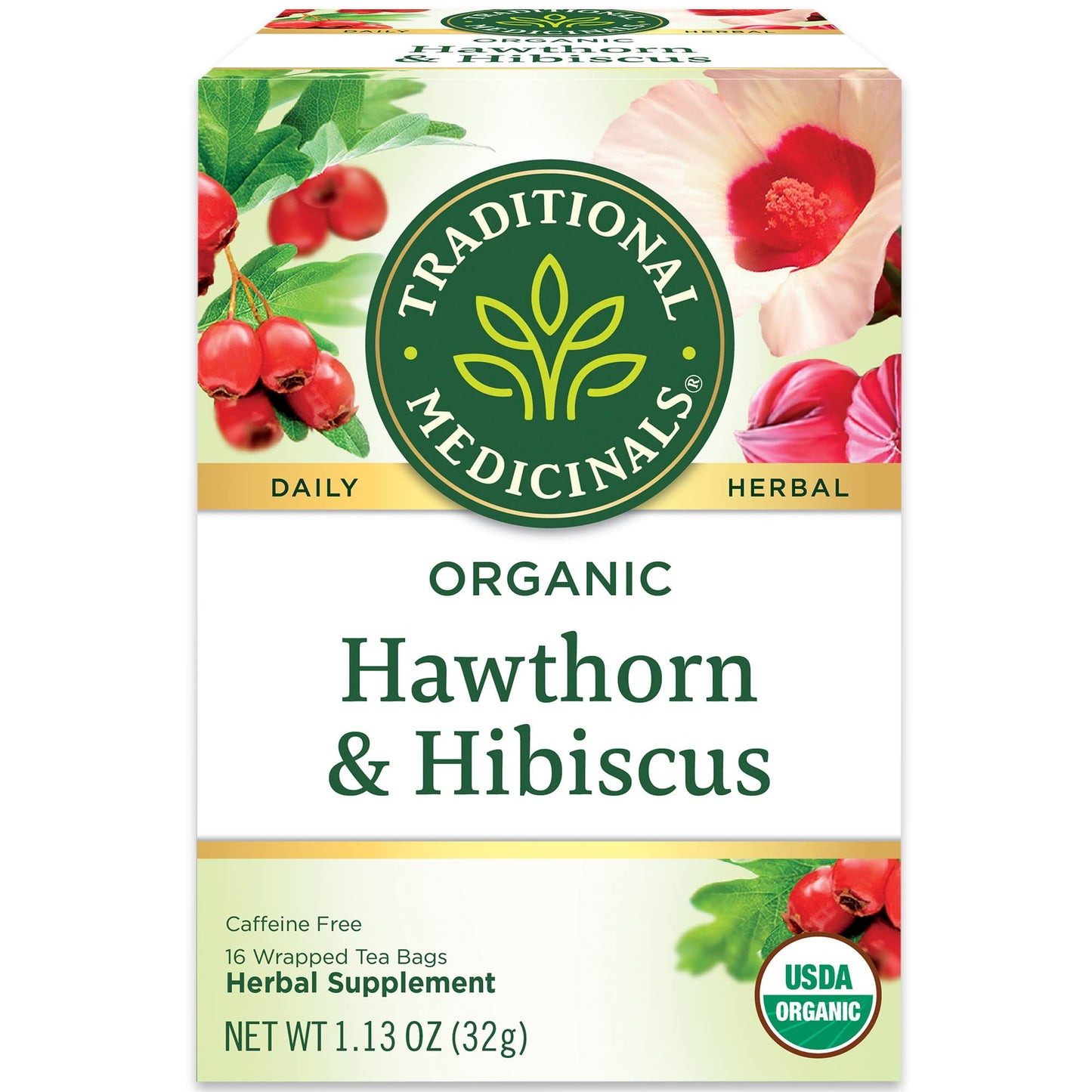 Product image of Traditional Medicinals Organic Hawthorn and Hibiscus Tea Heart Health 16 Tea Bags Pack of 1