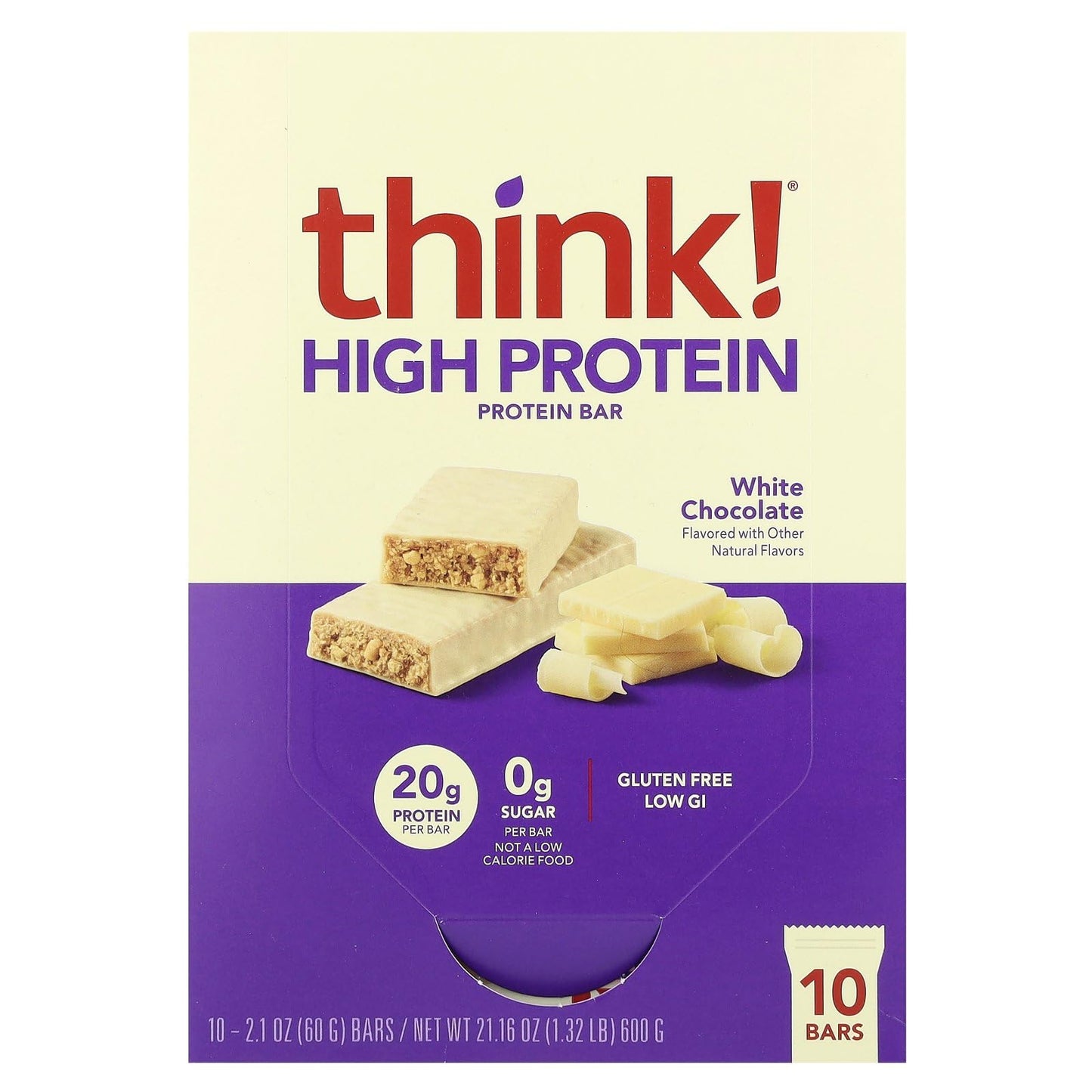 Product image of thinkThin High Protein Bars White Chocolate Flavor 2.1 oz 2.1 oz Pack of 10