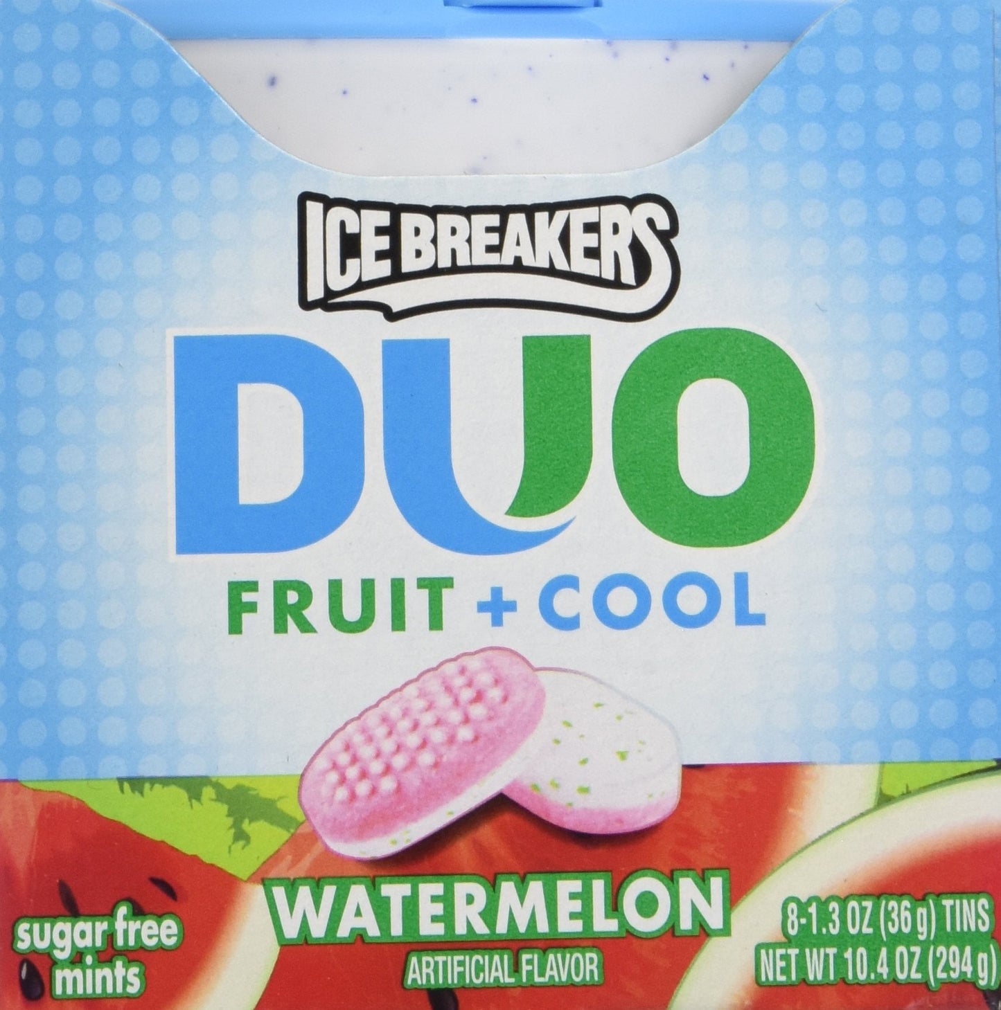 Product image of Ice Breakers Duo Fruit + Cool Watermelon Flavor Sugar Free Mints Tins 1.3 oz 1.3 oz Pack of 8