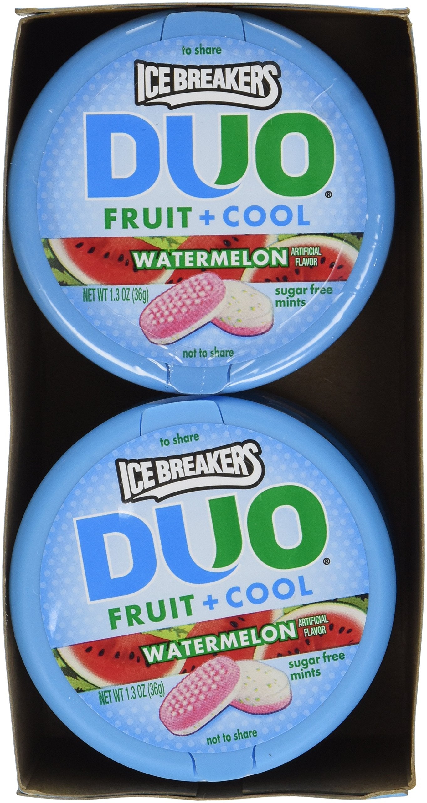 Product image of Ice Breakers Duo Fruit + Cool Watermelon Flavor Sugar Free Mints Tins 1.3 oz 1.3 oz Pack of 8