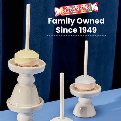 Product image of Smarties Double Lollies Mega Assorted Fruity Flavors Lollipops Box Gluten Free Peanut Free Fat Free Perfect