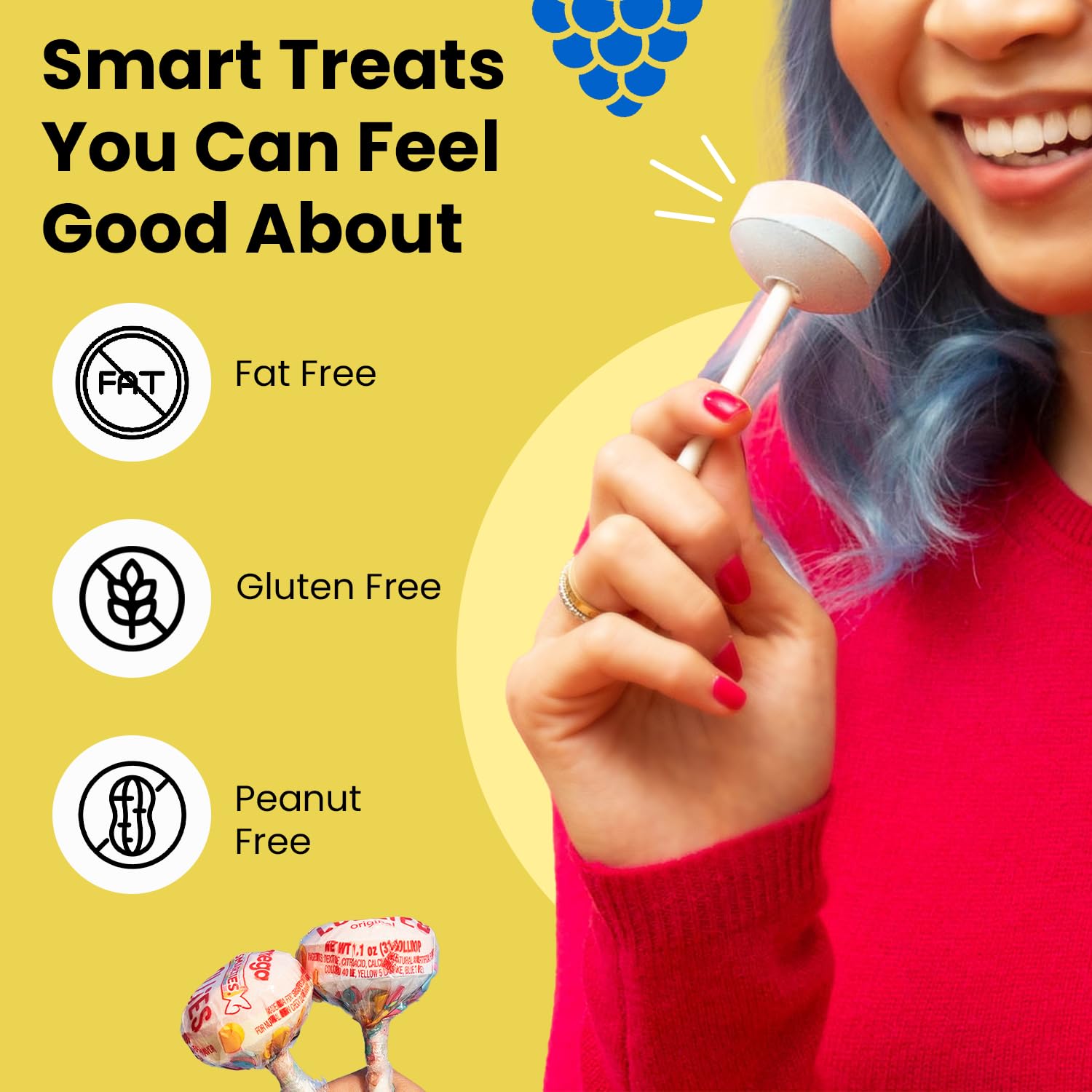 Product image of Smarties Double Lollies Mega Assorted Fruity Flavors Lollipops Box Gluten Free Peanut Free Fat Free Perfect