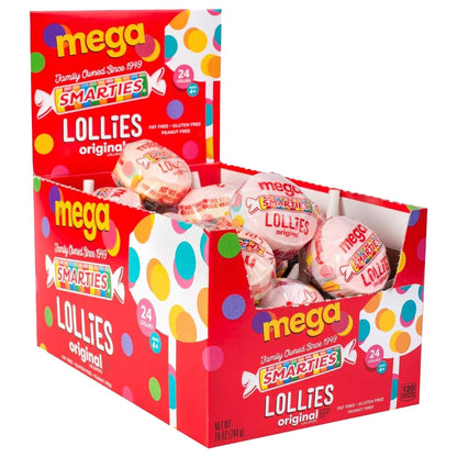Product image of Smarties Double Lollies Mega Assorted Fruity Flavors Lollipops Box Gluten Free Peanut Free Fat Free Perfect