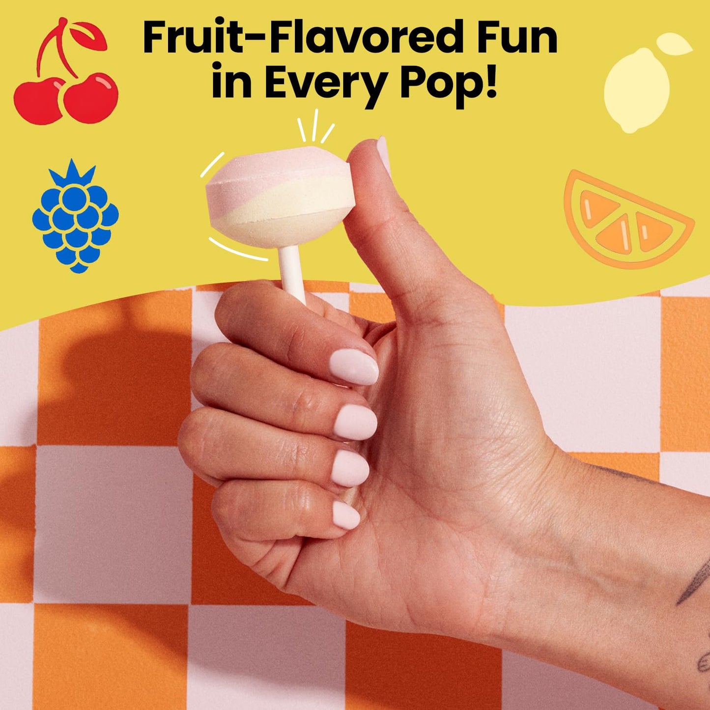 Product image of Smarties Double Lollies Mega Assorted Fruity Flavors Lollipops Box Gluten Free Peanut Free Fat Free Perfect