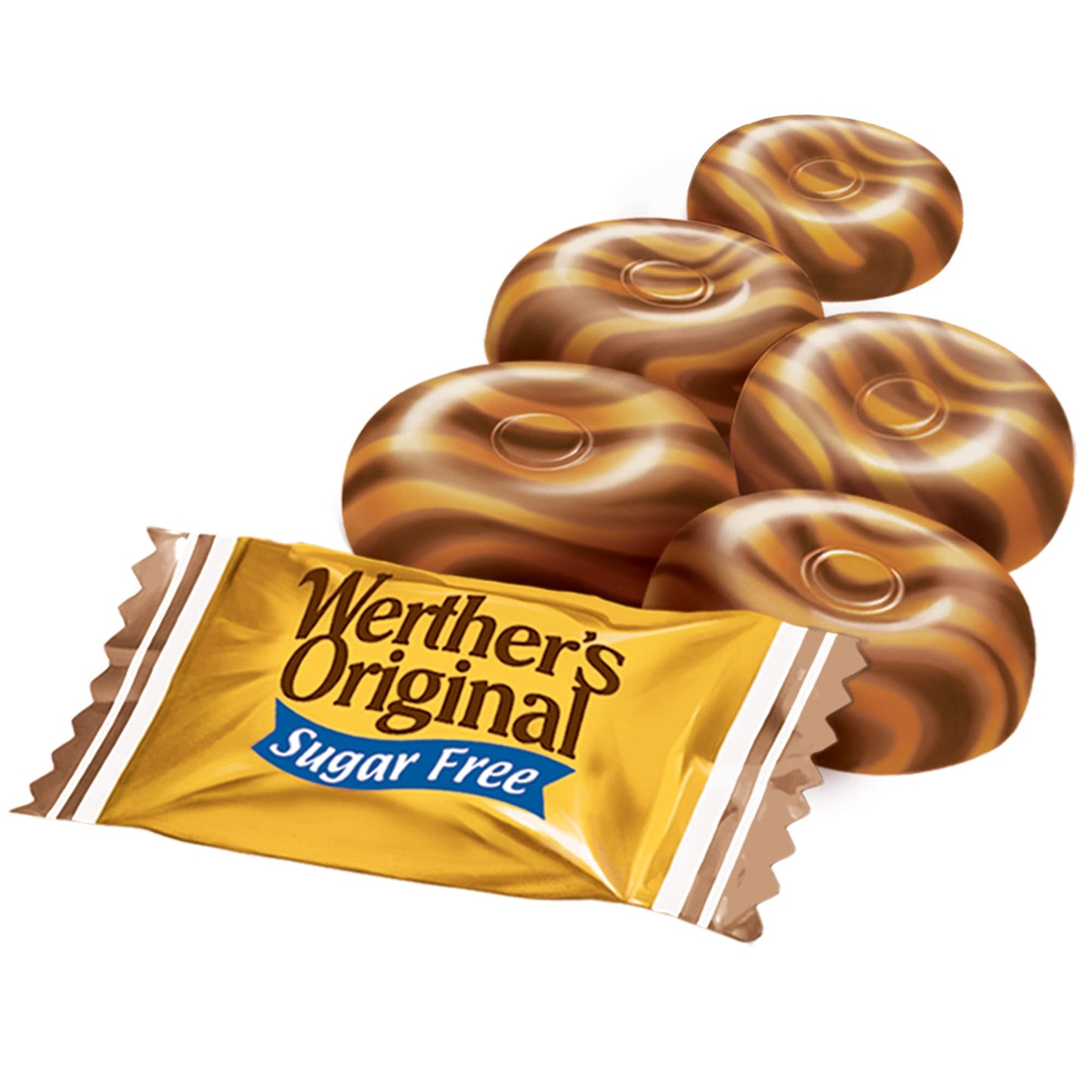 Product image of Werther's Original Hard Sugar Free Caramel Chocolate Candy Bags 2.35 oz 2.35 oz Pack of 12