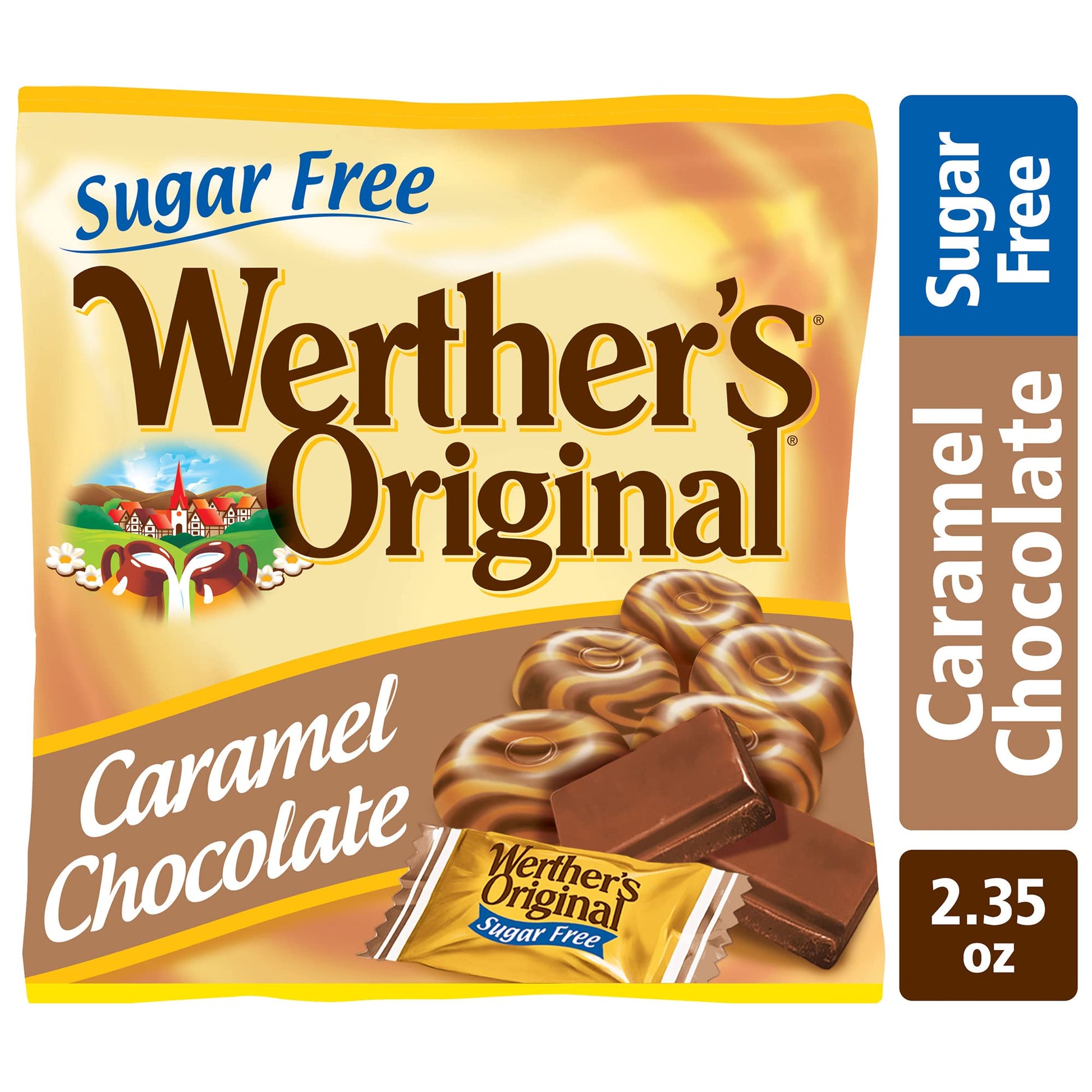 Product image of Werther's Original Hard Sugar Free Caramel Chocolate Candy Bags 2.35 oz 2.35 oz Pack of 12