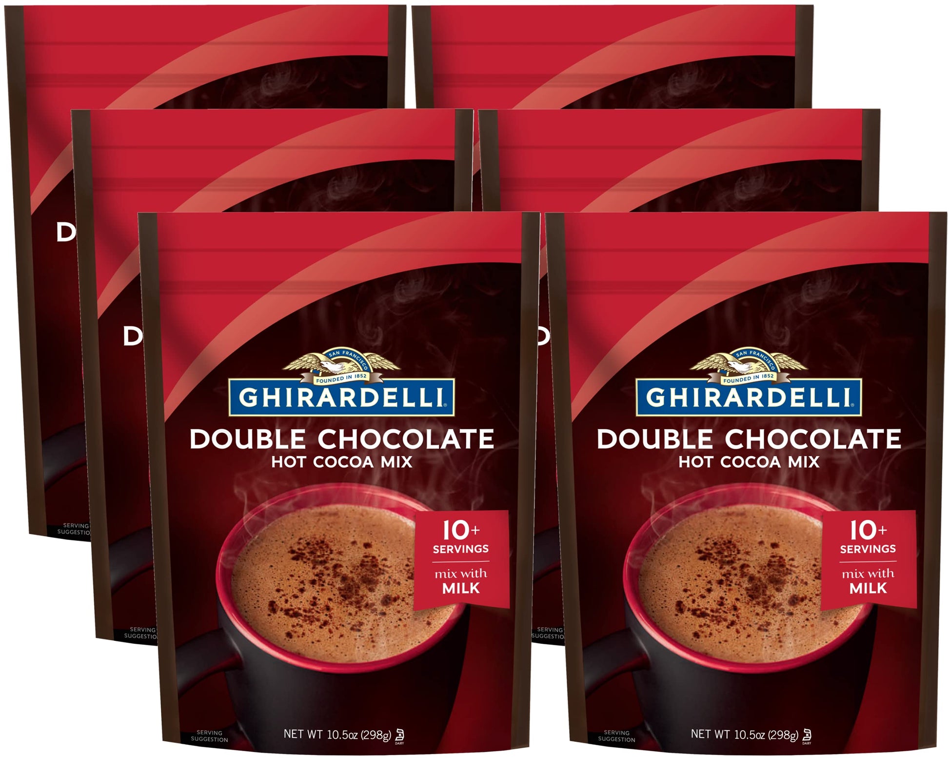 Product image of Ghirardelli Double Chocolate Premium Hot Cocoa 10.5 oz 10.5 oz Pack of 6