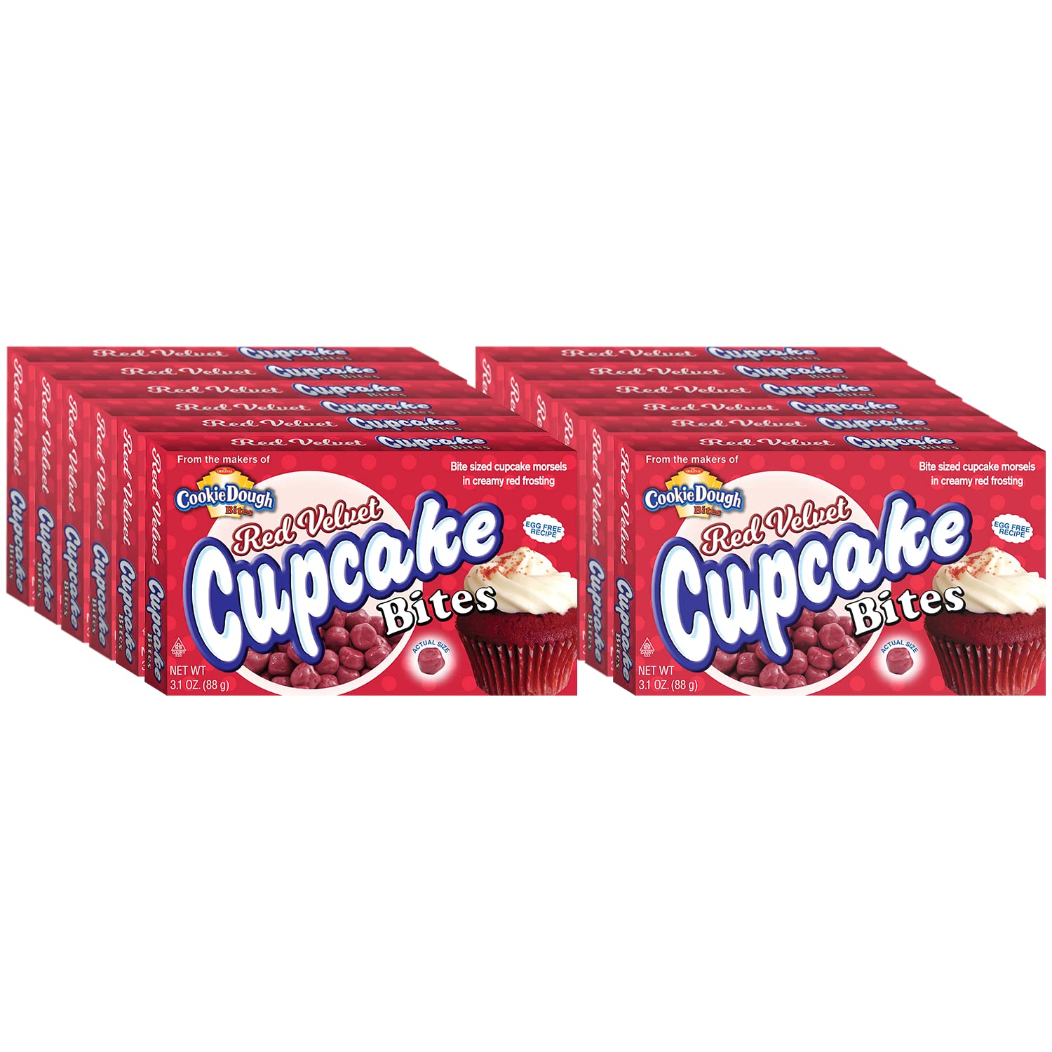 Product image of Cookie Dough Bites Red Velvet Cupcake Bites Chocolate-Covered Edible Cookie Dough Candy Egg-Free 3.1 oz 3.1