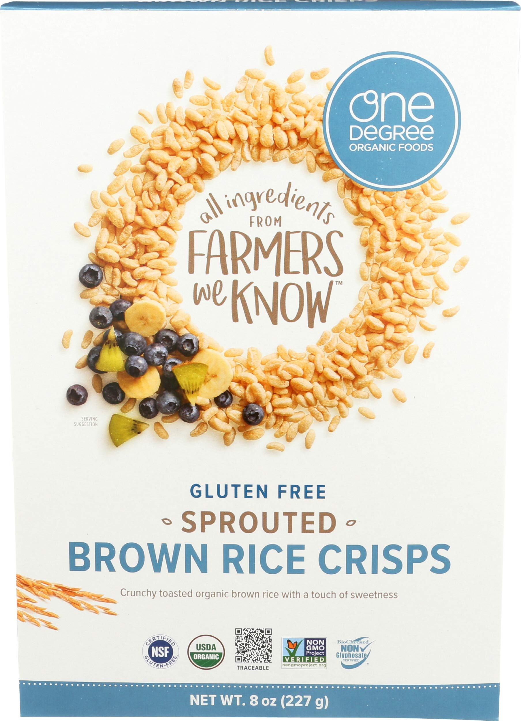 Product image of One Degree Organic Foods Sprouted Brown Rice Crisps Cereal 8 oz 8 oz Pack of 6