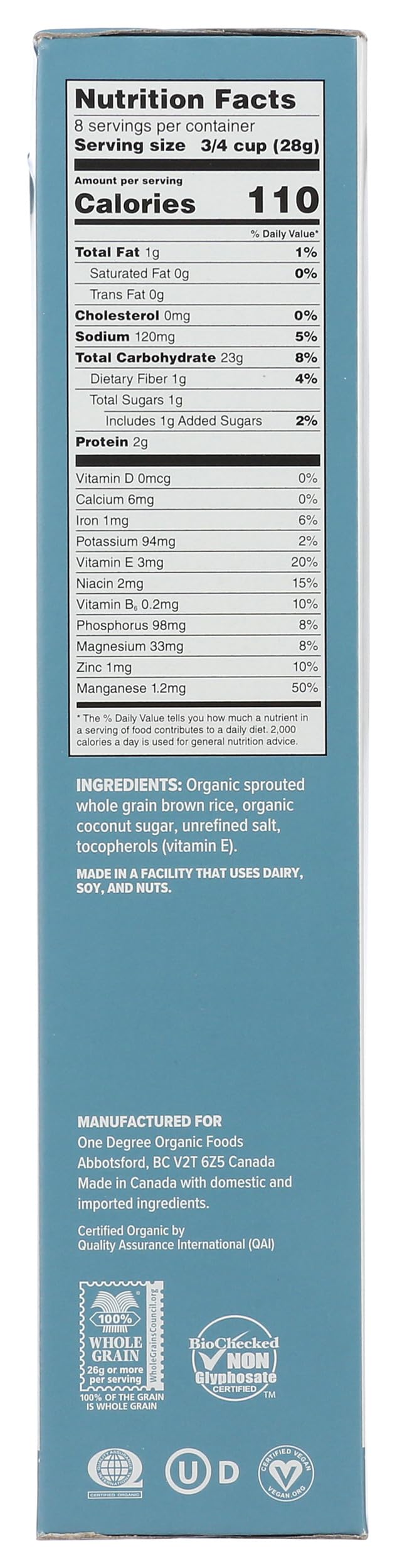 Product image of One Degree Organic Foods Brown Rice Crisp Cereal 8 oz 8 oz