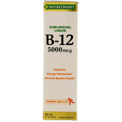 Product image of Nature's Bounty Vitamin B-12 Sublingual Liquid 5000 mcg Energy Health Support 2 oz 2 oz Pack of 4