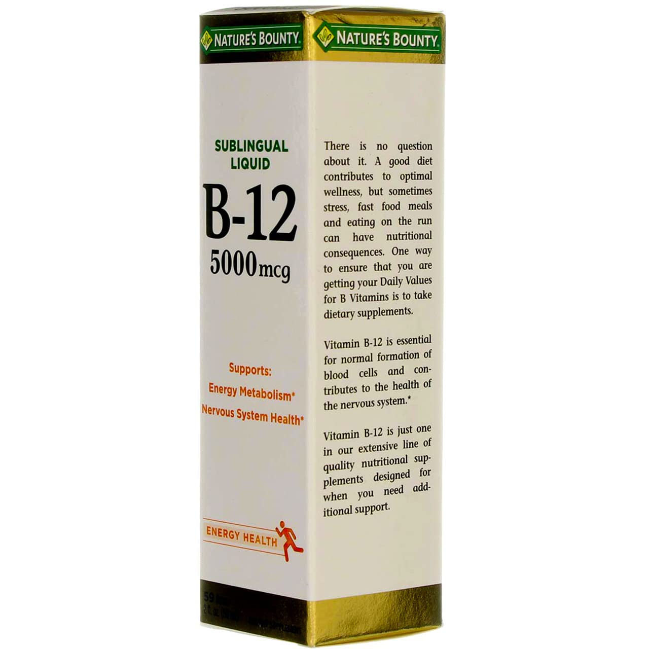 Product image of Nature's Bounty Vitamin B-12 Sublingual Liquid 5000 mcg Energy Health Support 2 oz 2 oz Pack of 4