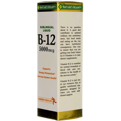 Product image of Nature's Bounty Vitamin B-12 Sublingual Liquid 5000 mcg Energy Health Support 2 oz 2 oz Pack of 4