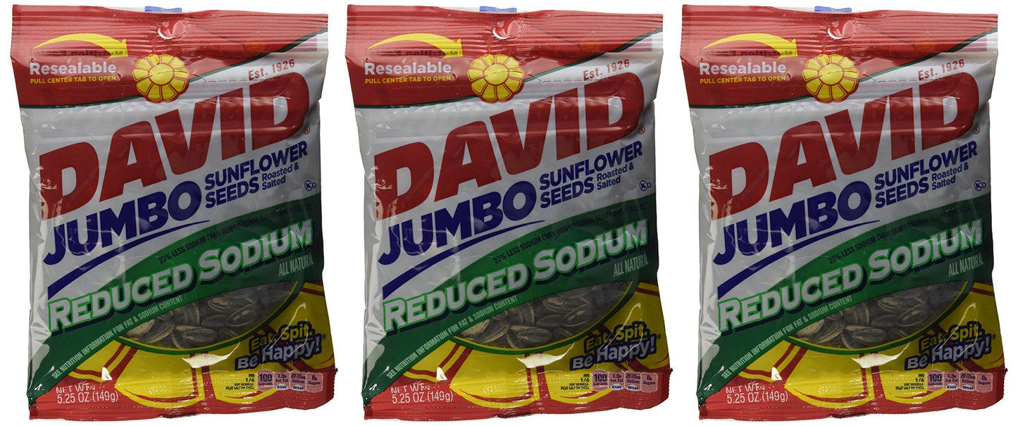 Product image of David Sunflower Seeds Jumbo Reduced Sodium 5.25 oz 5.25 oz Pack of 3