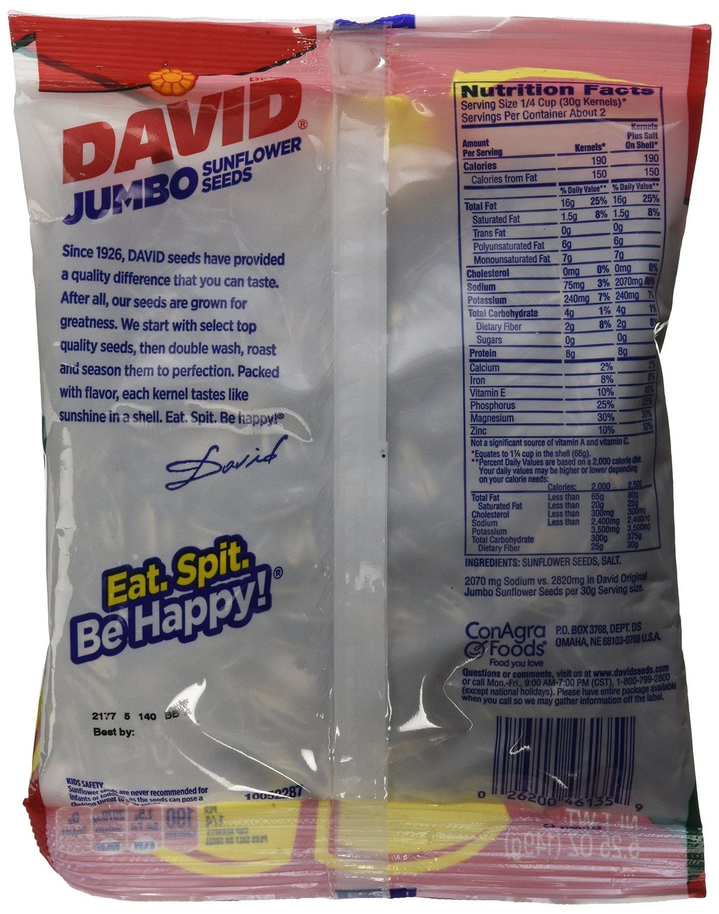 Product image of David Sunflower Seeds Jumbo Reduced Sodium 5.25 oz 5.25 oz Pack of 3