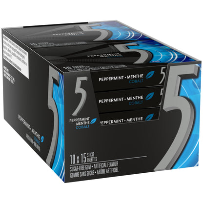 Product image of 5 Gum Cobalt Peppermint Sugar-Free Gum 15 ct Pack of 10