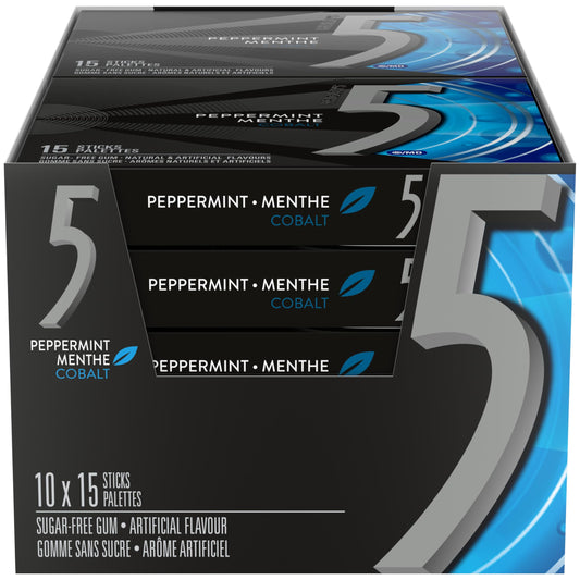 Product image of 5 Gum Cobalt Peppermint Sugar-Free Gum 15 ct Pack of 10