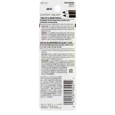 Product image of Maybelline New York Expert Wear Twin Brow and Eye Liner Pencils Dark Brown 2 Pieces