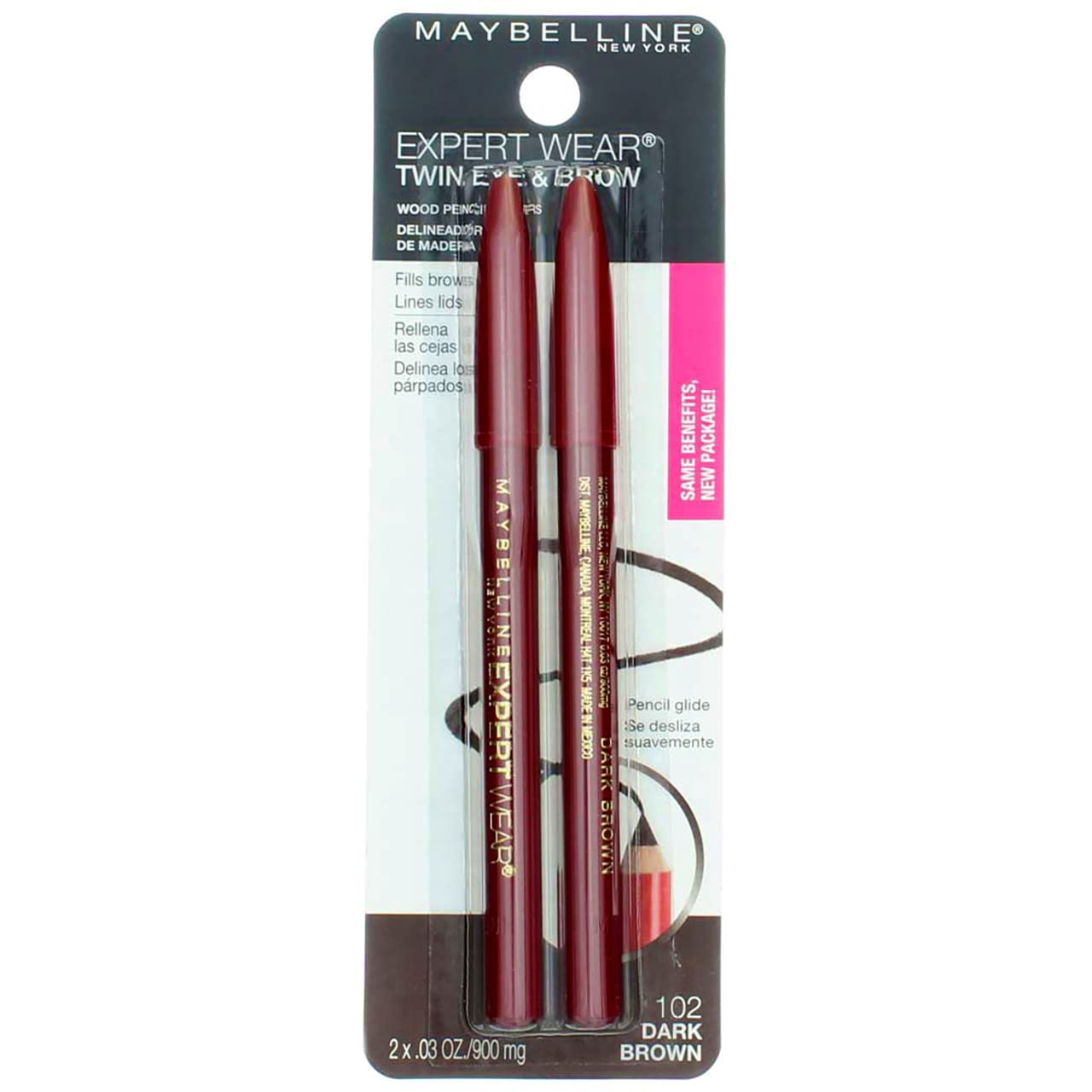 Product image of Maybelline New York Expert Wear Twin Brow and Eye Liner Pencils Dark Brown 2 Pieces