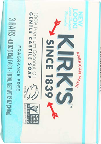Product image of Kirk's Castile Bar Soap Coconut Oil Fragrance-Free/Unscented Sensitive Skin Formula Vegan Bars 4 oz 4 oz