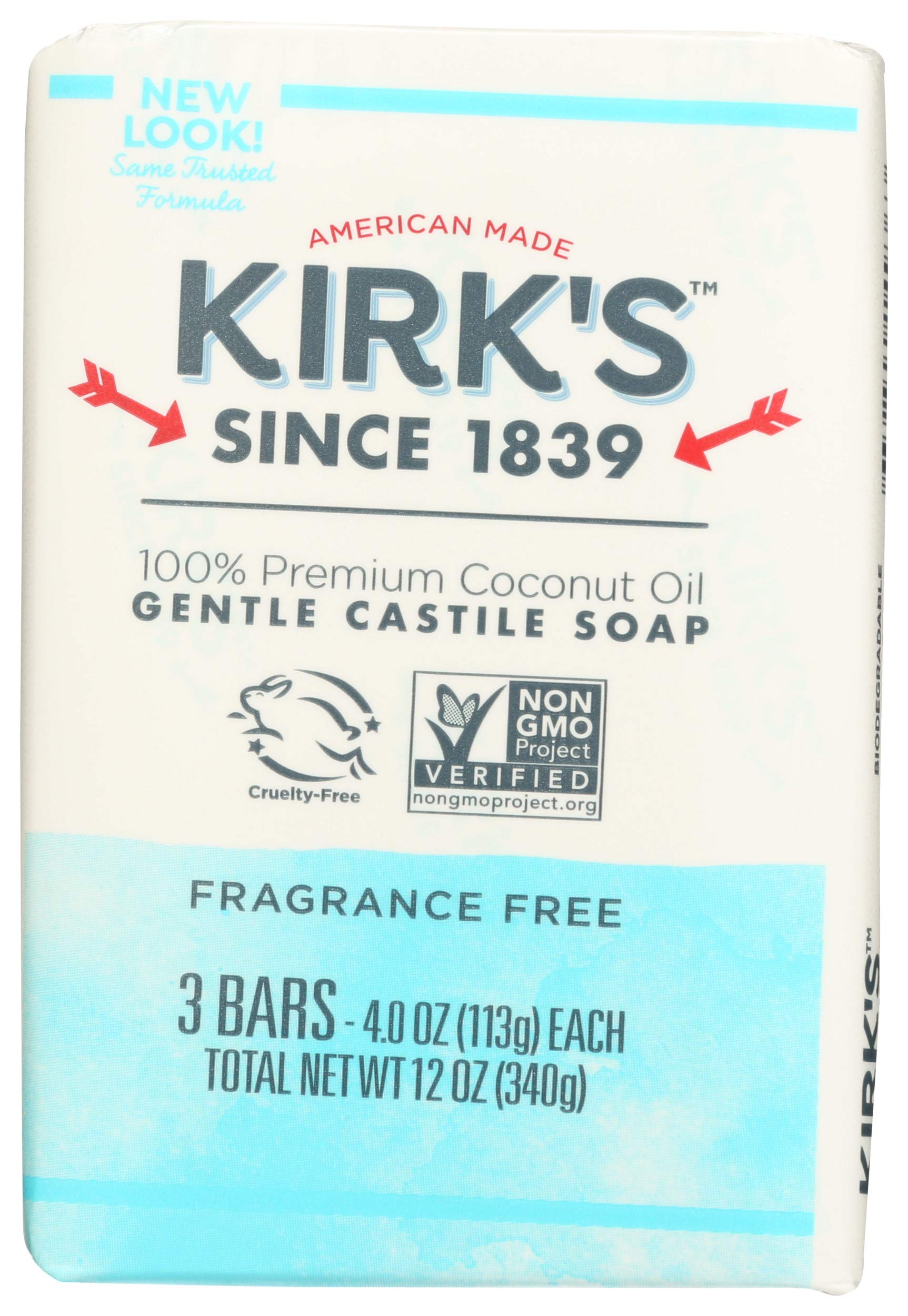 Product image of Kirk's Castile Bar Soap Coconut Oil Fragrance-Free/Unscented Sensitive Skin Formula Vegan Bars 4 oz 4 oz