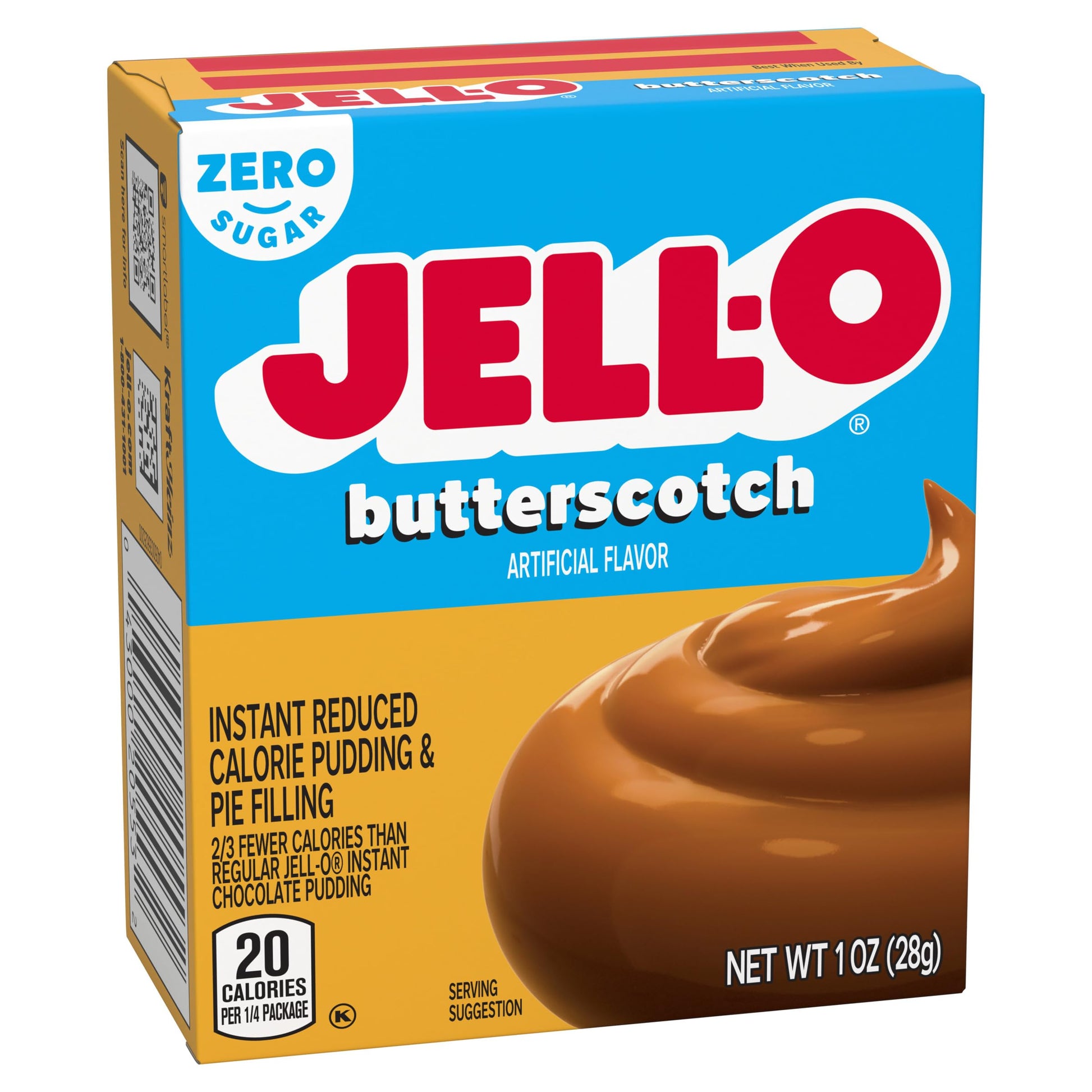 Product image of Jell-O Butterscotch Zero Sugar Instant Reduced Calorie Pudding and Pie Filling Mix Box 1 oz 1 oz Pack of 4
