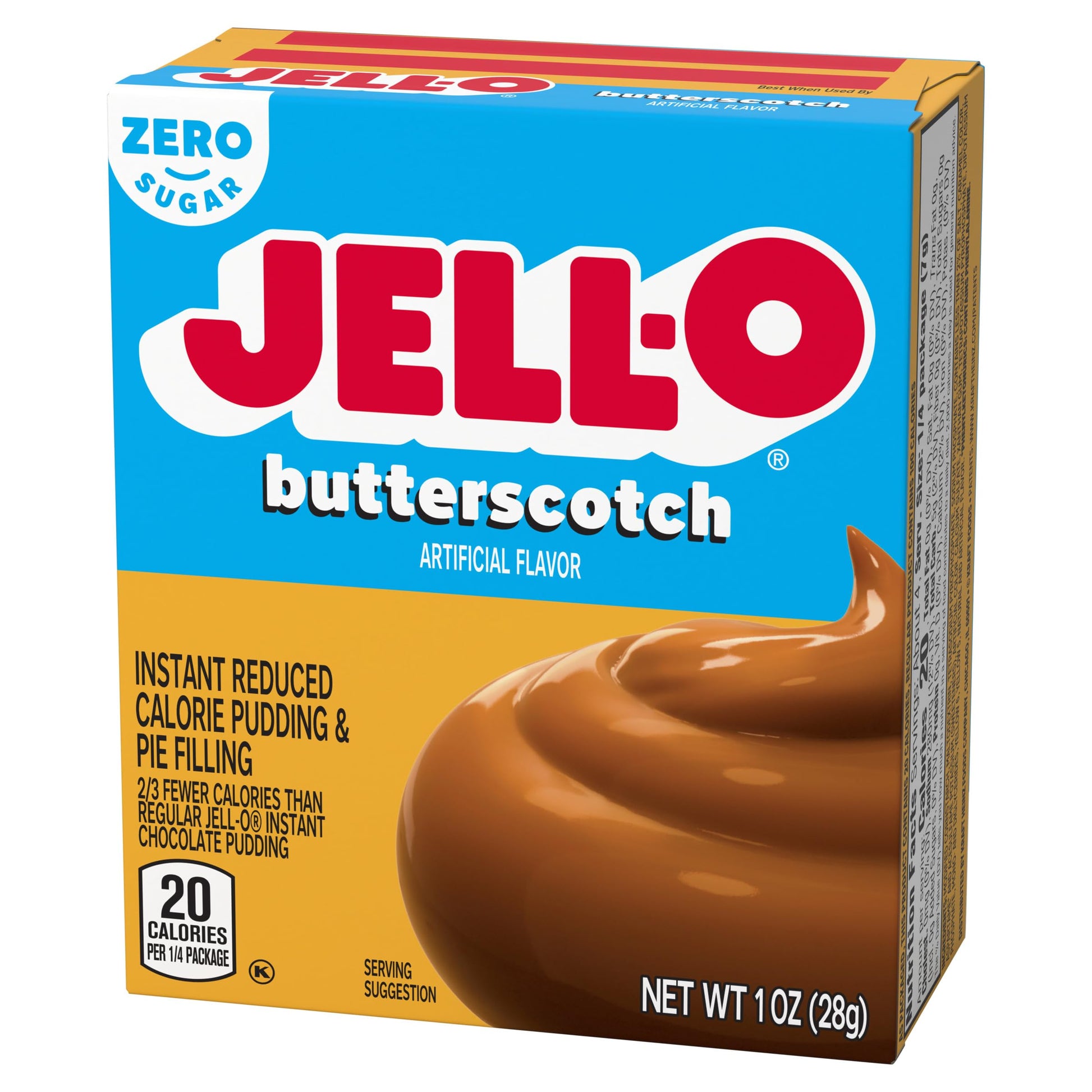 Product image of Jell-O Butterscotch Zero Sugar Instant Reduced Calorie Pudding and Pie Filling Mix Box 1 oz 1 oz Pack of 4